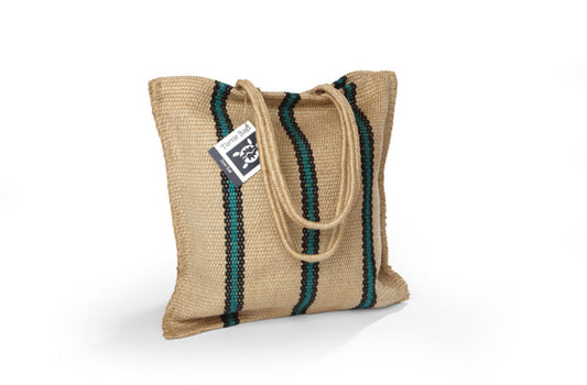 Turtle Bags - Long handle Jute Stripey Bag