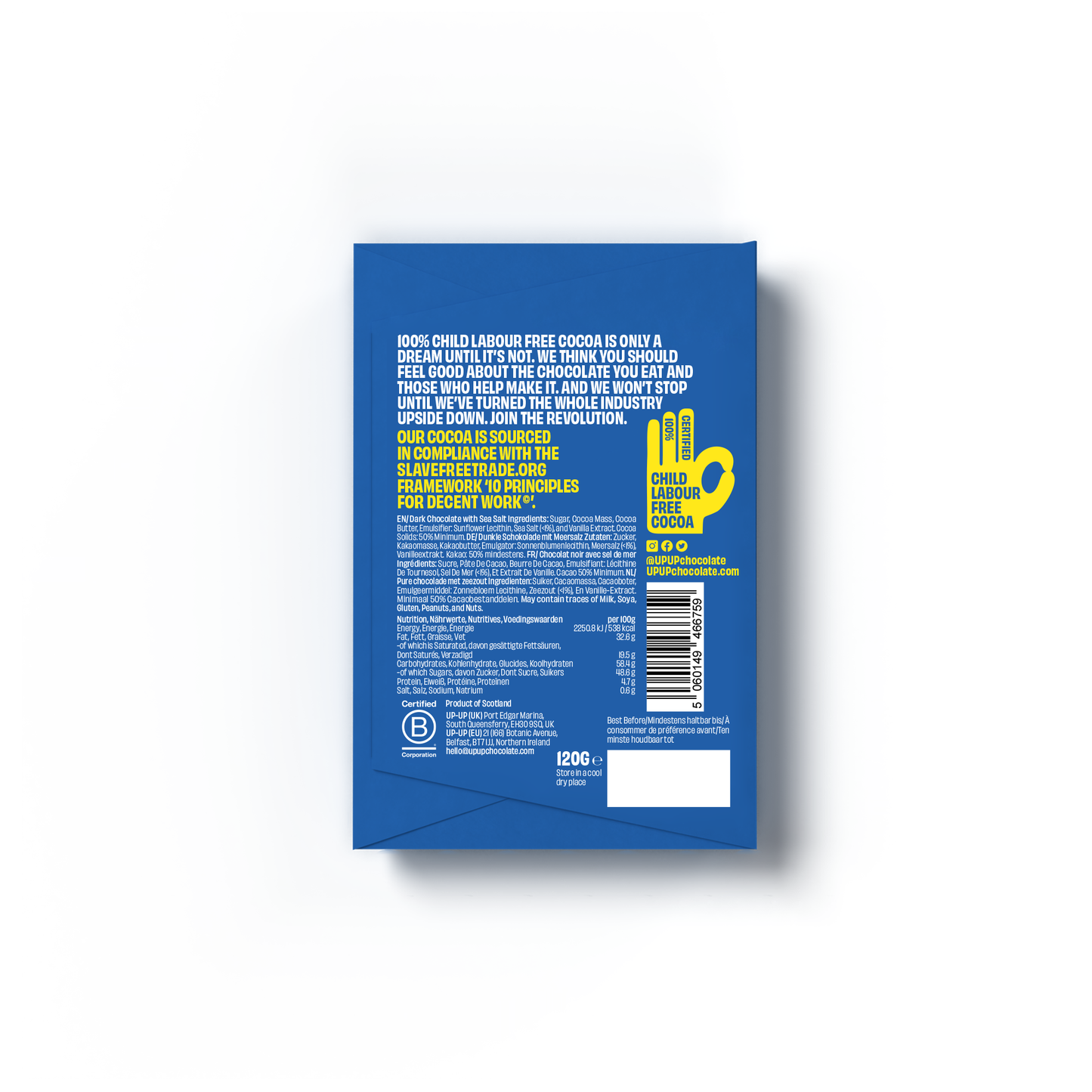 UP-UP Chocolate [No duties when shipping to US!] - Sea Salt Dark Chocolate Bar 120G/4.2OZ