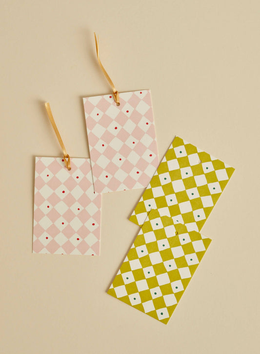 Heather Evelyn - Gift Tags - Mini diamond pink/green Set of 8 (2 designs)
