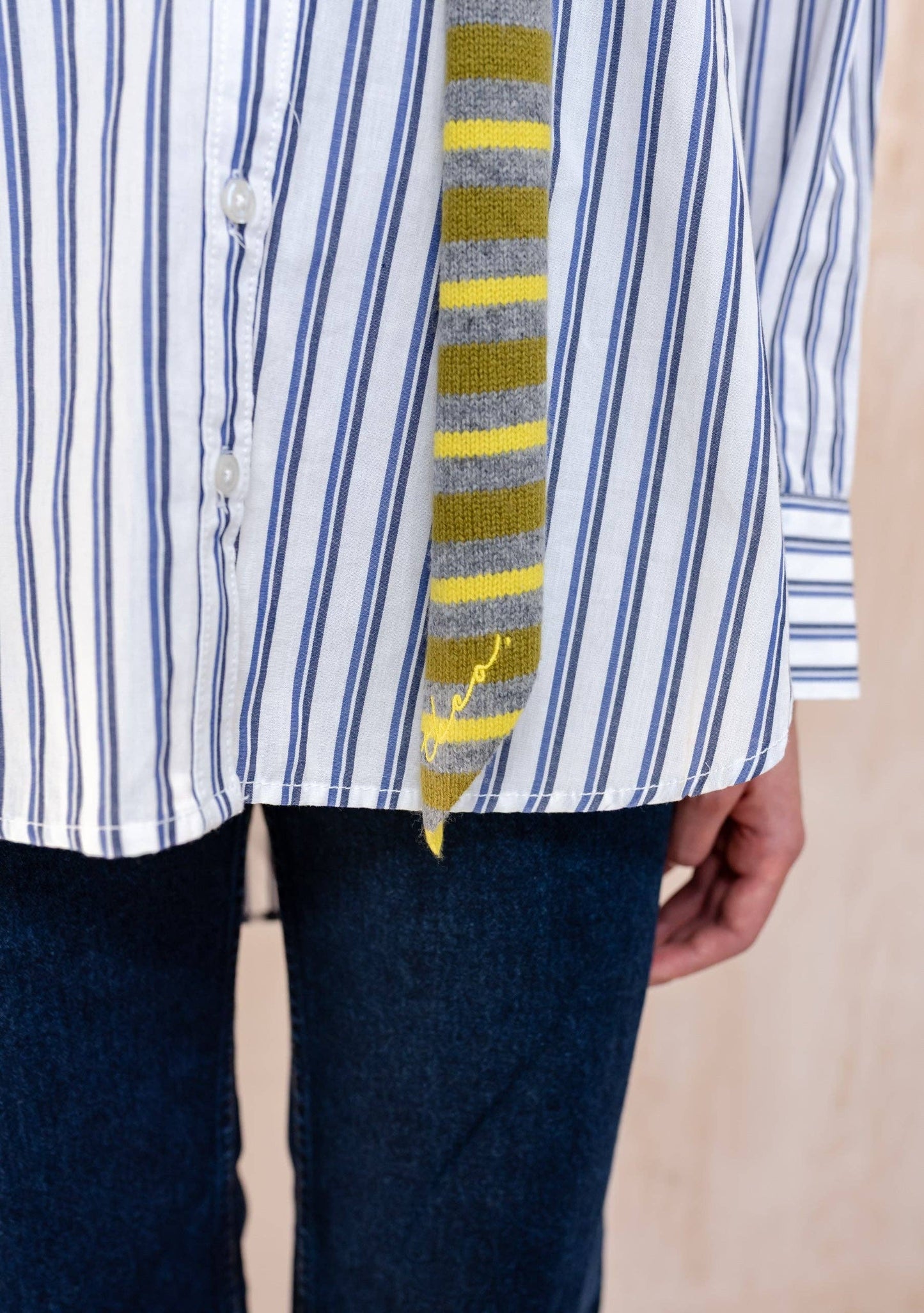 TBCo - Merino Wool Neck Tie in Green Stripe