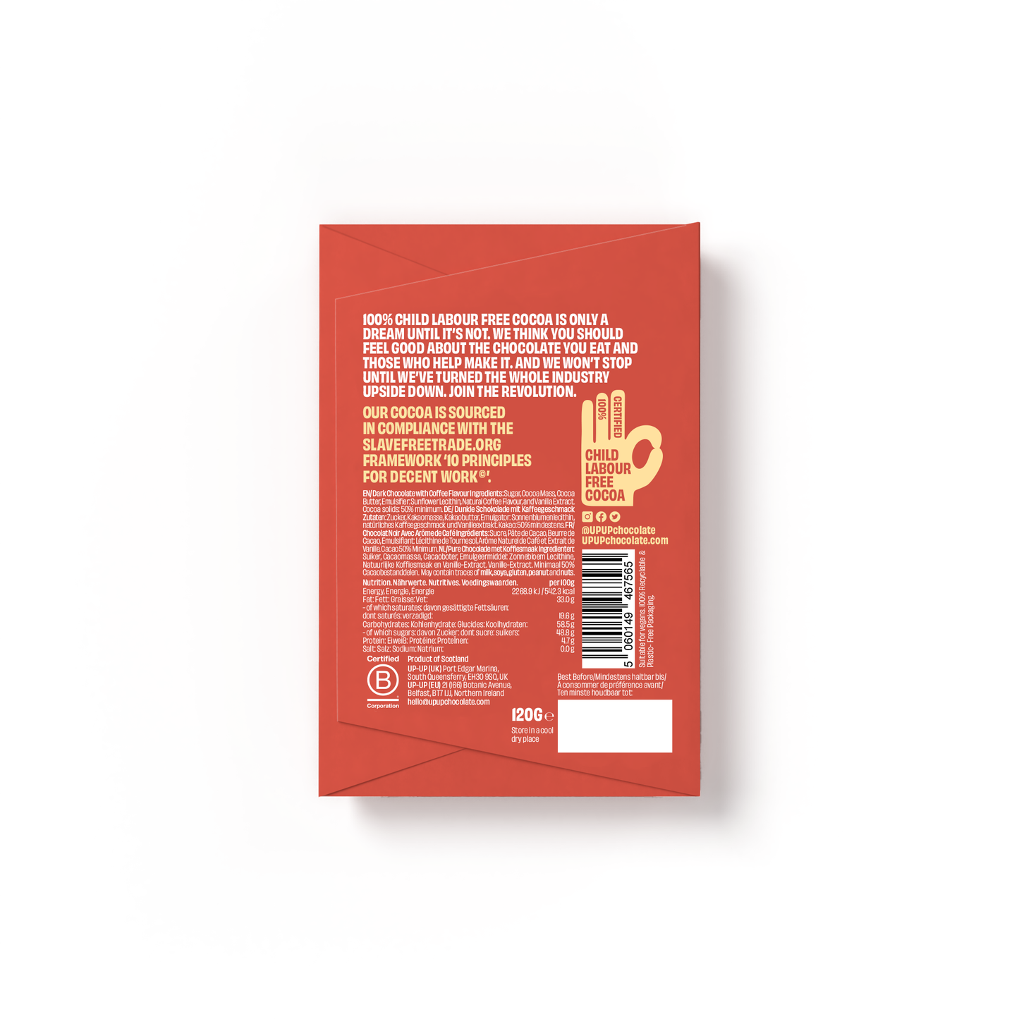 UP-UP Chocolate [No duties when shipping to US!] - Espresso Dark Chocolate 120G/4.2oz