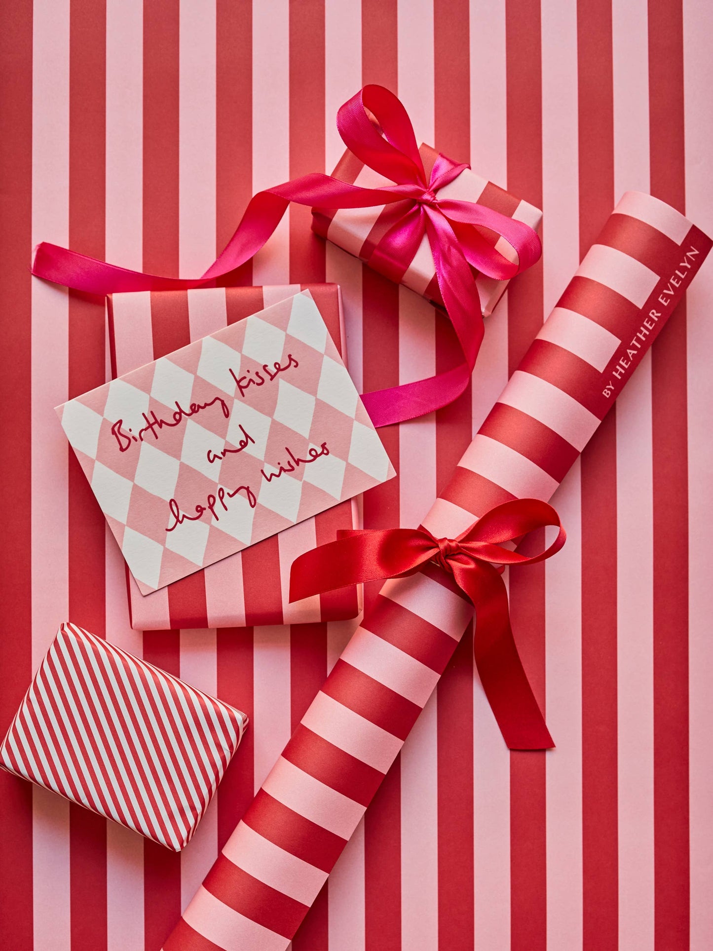 Heather Evelyn - Classic Stripe Gift Wrap Red & Pink